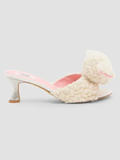 Moschino Women's Dolly 55mm Animal-motif Plush Wool Mules In White