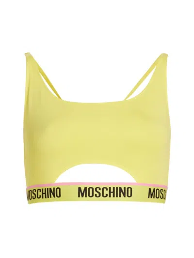 Moschino Women's Donna Logo-detailed Bikini Top In Yellow