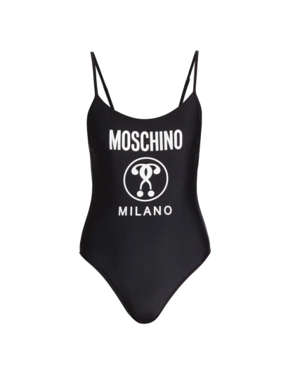 Moschino Women's Donna Logo One-piece Swimsuit In Black