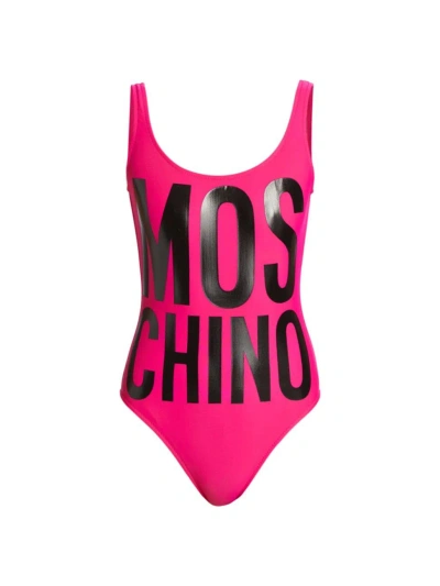 Moschino Women's Donna Logo One-piece Swimsuit In Fucsia