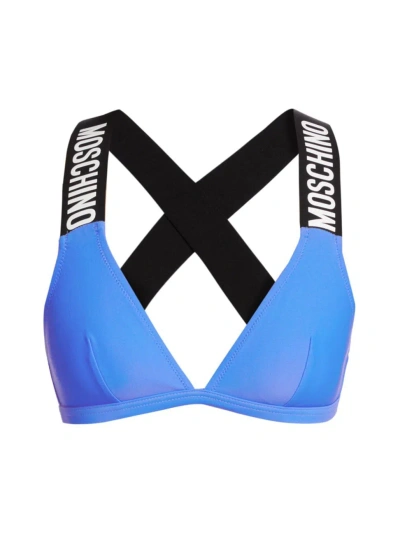 Moschino Women's Donna Logo-tape Bikini Set In Blue