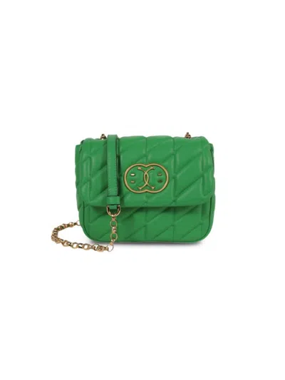 Moschino Women's Double Smiley Quilted Leather Crossbody Bag In Green