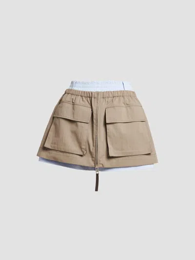 Moschino Women's Double-waistband Cotton-blend Skorts In Multi Beige