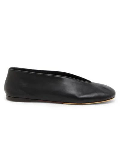 Moschino Women's Duck Leather Flats In Black