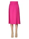 Moschino Pleated Midi Skirt Button Detail In Purple