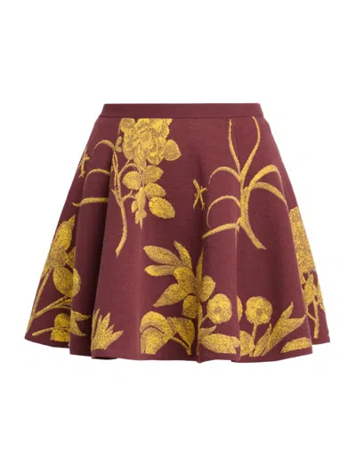 Moschino Women's Floral A-line Virgin Wool Miniskirt In Brown