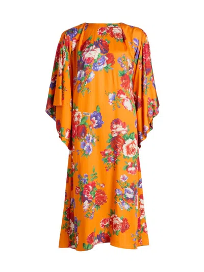Moschino Floral Printed T-shirt Mini Dress In Orange
