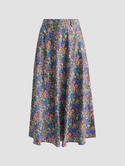Moschino Women's Floral Print Midi Skirt In Blue