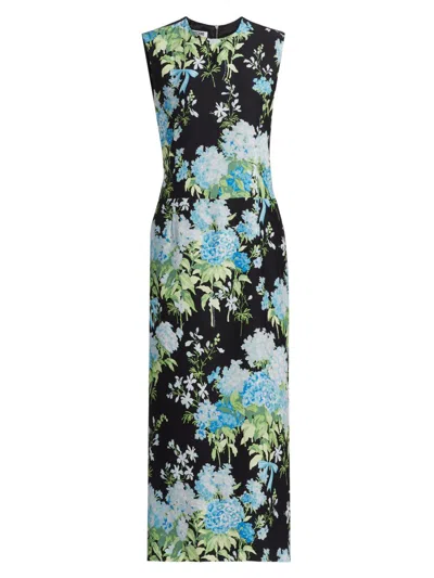 Moschino Women's Floral Silk Midi-dress In Black