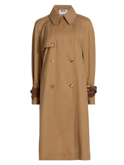 Moschino Women's Gabardine Double-breasted Trench Coat In Brown