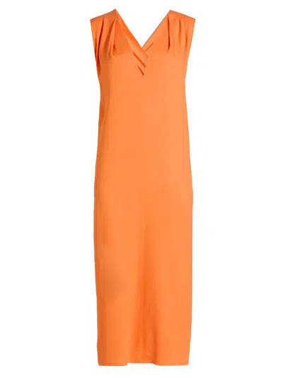 Moschino Women's Gathered Shoulder Sable Midi-dress In Orange