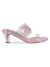 Moschino Glitter Logo Heel Sandals In Pink