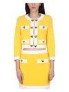Moschino Crepe Stretch Hearts Short Jackets In Yellow
