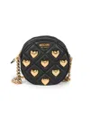 MOSCHINO WOMEN'S HEART QUILTED NAPPA LEATHER SHOULDER BAG