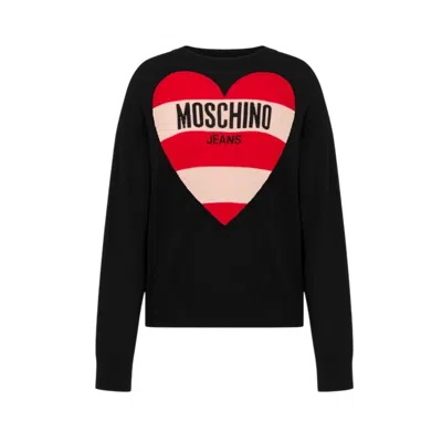 MOSCHINO WOMEN'S KNITWEAR MOSCHINO JEANS - PURE MESH EXTRAFINE WOOL - BLACK