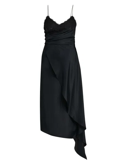 Moschino Black V-neck Satin Dress
