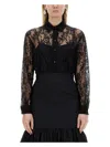 Moschino Black Lace Shirt With Intricate Floral Patterns In Black