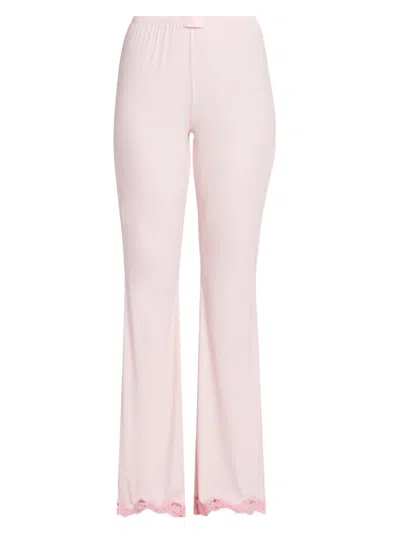 Moschino Women's Lace-trim Microfiber Pajama Pants In Purple