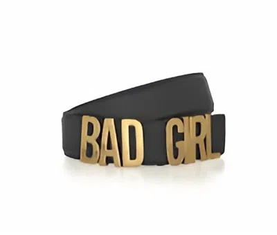 Moschino Women's Leather 'bad Girl' Leather Waist Belt In Black Leather Gold Buckle In Multi