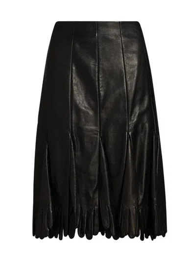 Moschino Women's Leather Pleated Midi-skirt In Black