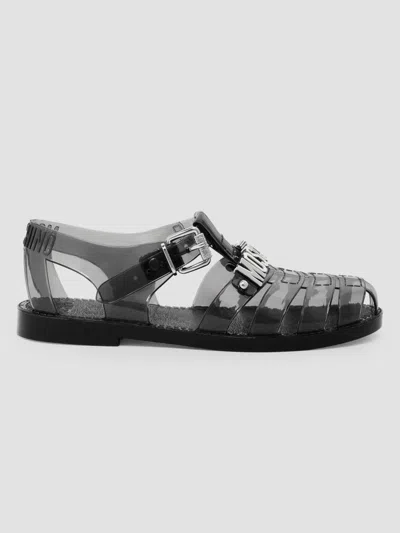 Moschino Women's Lettering Jelly Fisherman Sandals In Black