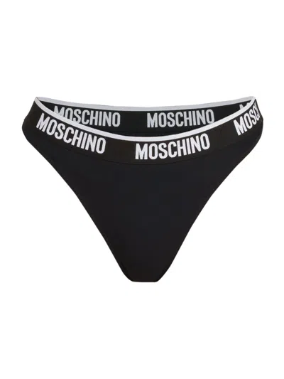 Moschino Women's Log Banded Thong In Black