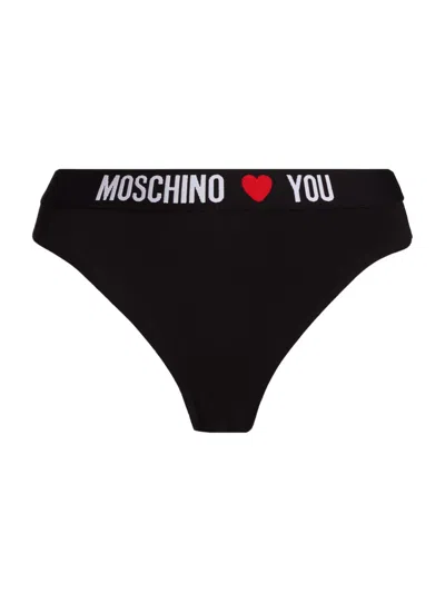 Moschino Women's Logo Brazilian Brief 2-pack In Black