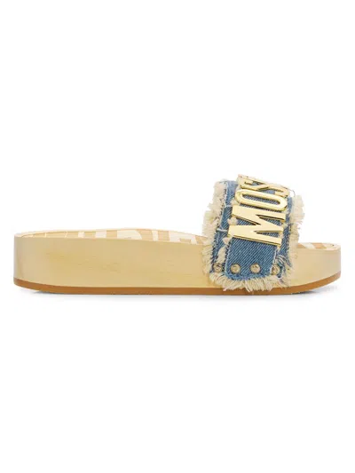 Moschino Women's Logo Denim Sandals In Multi
