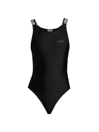 Moschino Women's Logo Graphic Bodysuit In Black