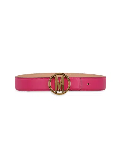 Moschino Circle M Belt Woman Belt Pink Size 38 Calfskin In Gold