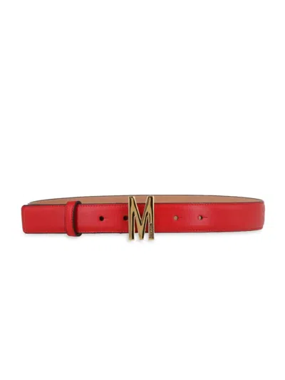 Moschino Women's Logo Leather Belt In Red