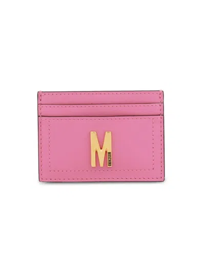 Moschino Women's Logo Leather Card Case In Light Pink