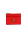 Moschino Logo Plaque Cardholder In Red