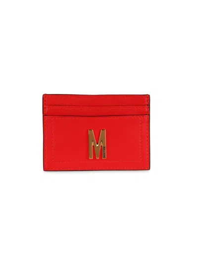 MOSCHINO WOMEN'S LOGO LEATHER CARD CASE