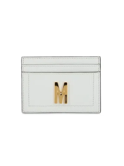 Moschino Women's Logo Leather Card Case In White