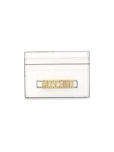 Moschino Women's Logo Leather Card Case In White