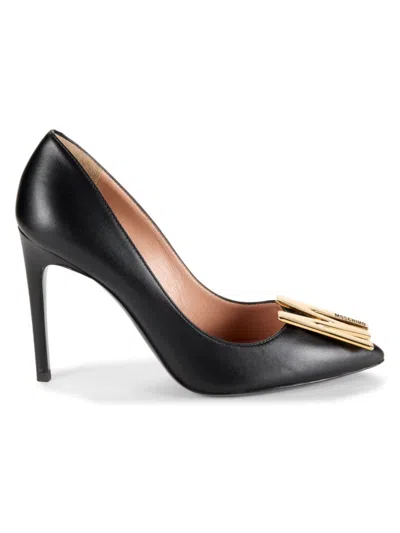 Moschino Women's Logo Leather Pumps In Black