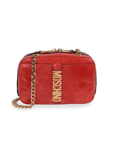 Moschino Women's Logo Leather Shoulder Bag In Red