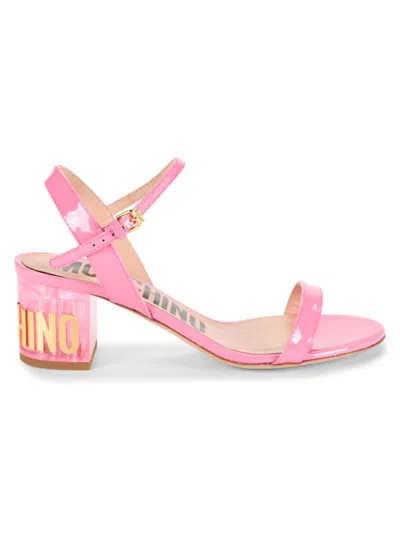 Moschino Women's Logo Patent Leather Sandals In Pink