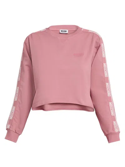Moschino Women's Logo Stretch-cotton Fleece Sweatshirt In Pink