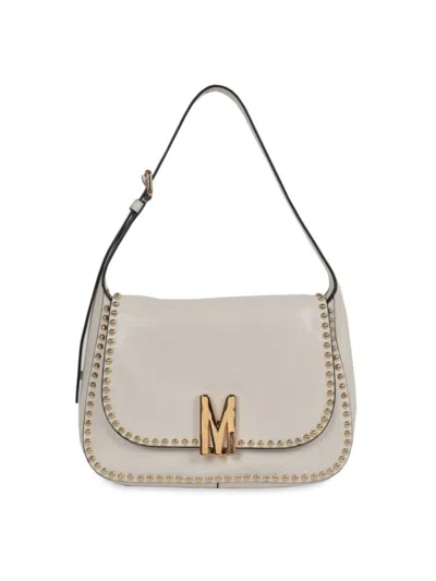 Moschino Leather Shoulder Bag In Grey