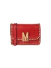 MOSCHINO WOMEN'S LOGO STUDDED LEATHER SHOULDER BAG