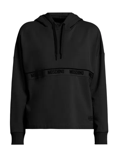 Moschino Women's Logo Tape Hoodie In Black