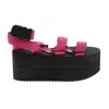 Moschino Women's Logo Tape Wedge Sandals In Pink & Black In Black