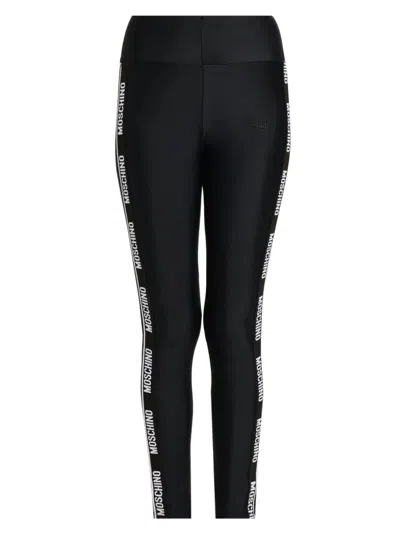 Moschino Women's Logo Tech-fabric Leggings In Black