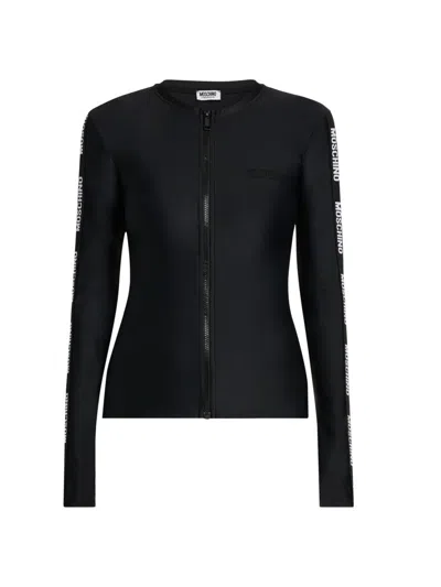 Moschino Women's Logo Tech-fabric Sweatshirt In Black