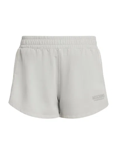 Moschino Women's Logo-tape Stretch-cotton Shorts In Gray
