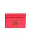 MOSCHINO WOMEN'S M-PLAQUE LEATHER CARD CASE