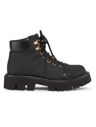 Moschino Women's Monogram Chunky Boots In Black