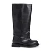 Moschino Elegant Black Leather Ankle Boots With Mini Heel In Black